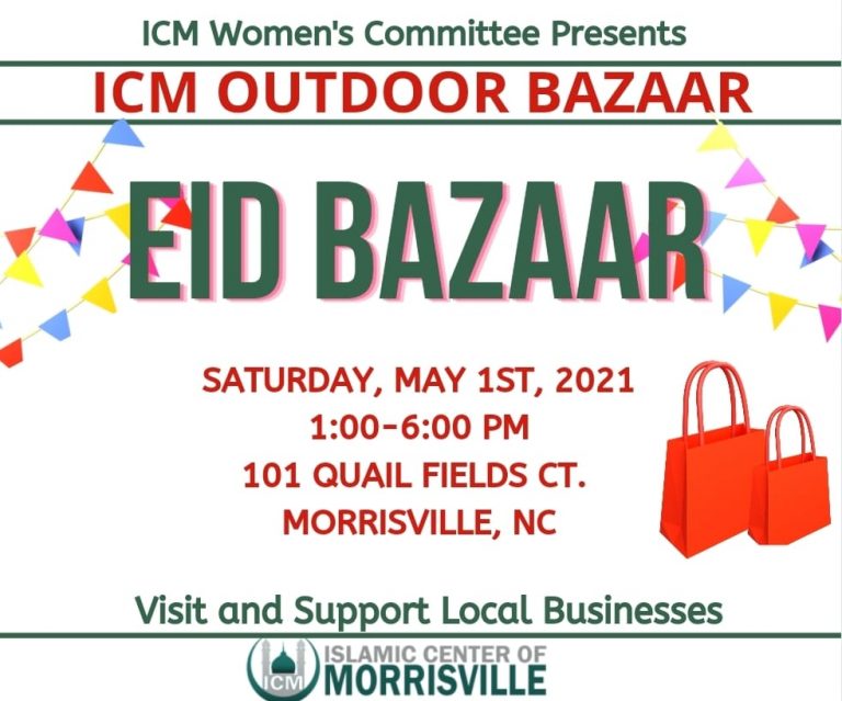 Eid Bazaar May 1st Islamic Center of Morrisville