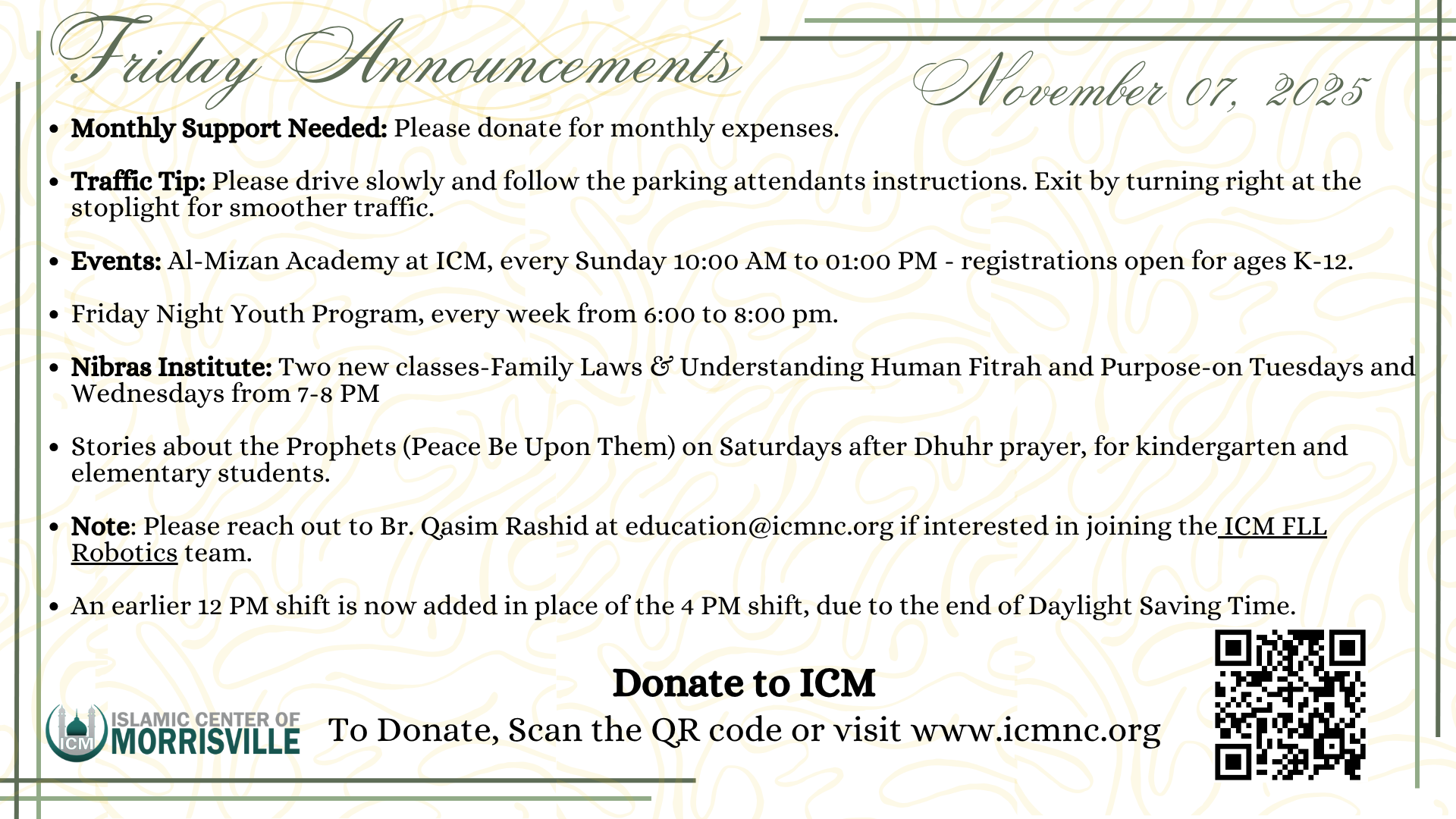 Friday Announcements