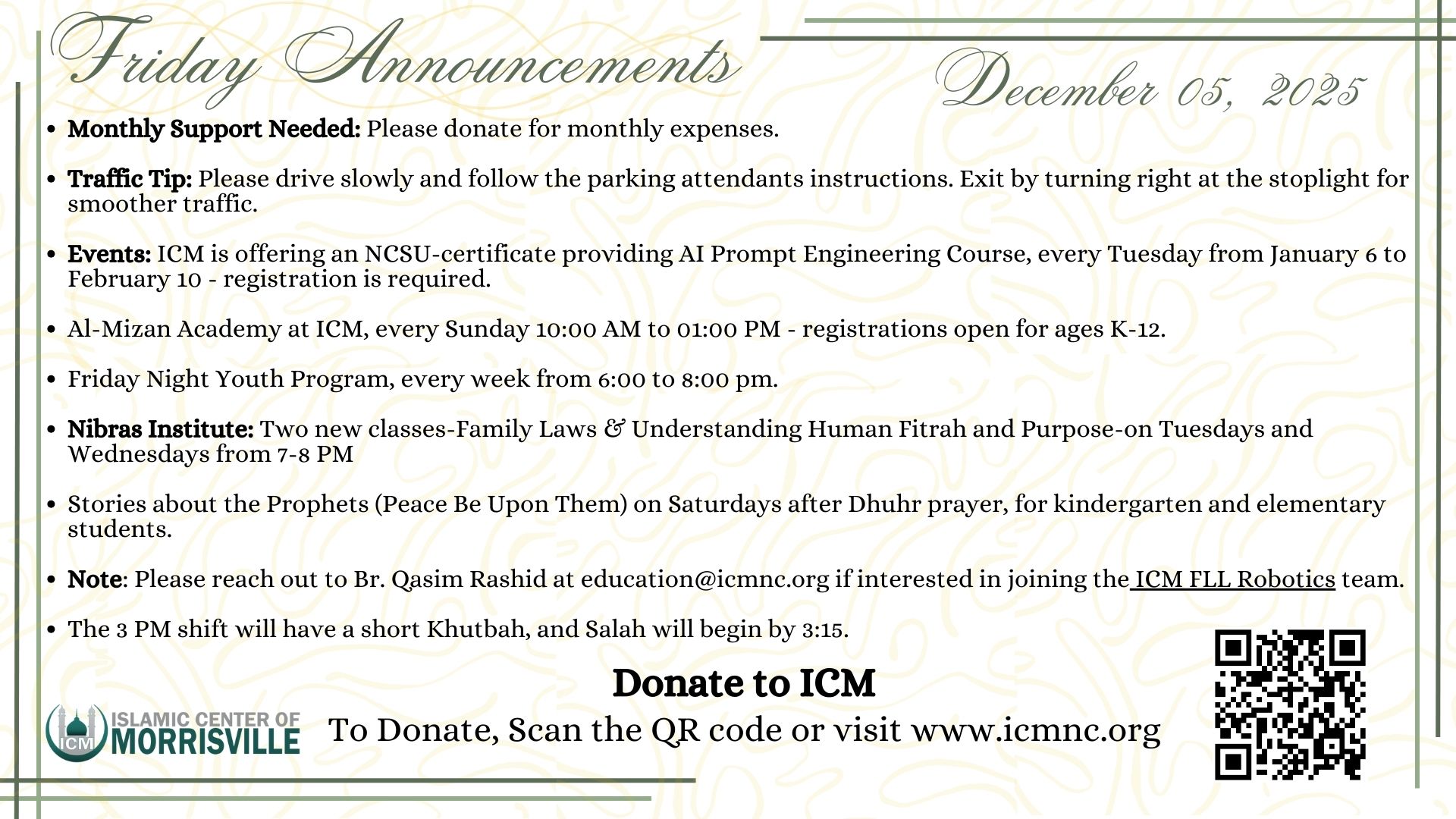 Friday Announcements