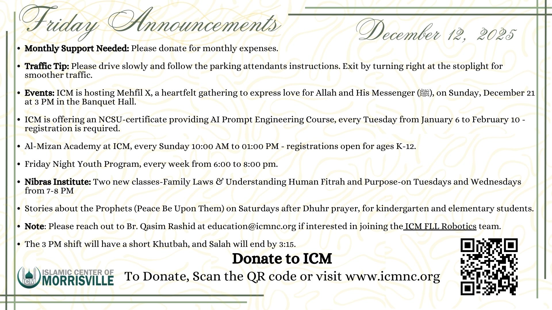 Friday Announcements