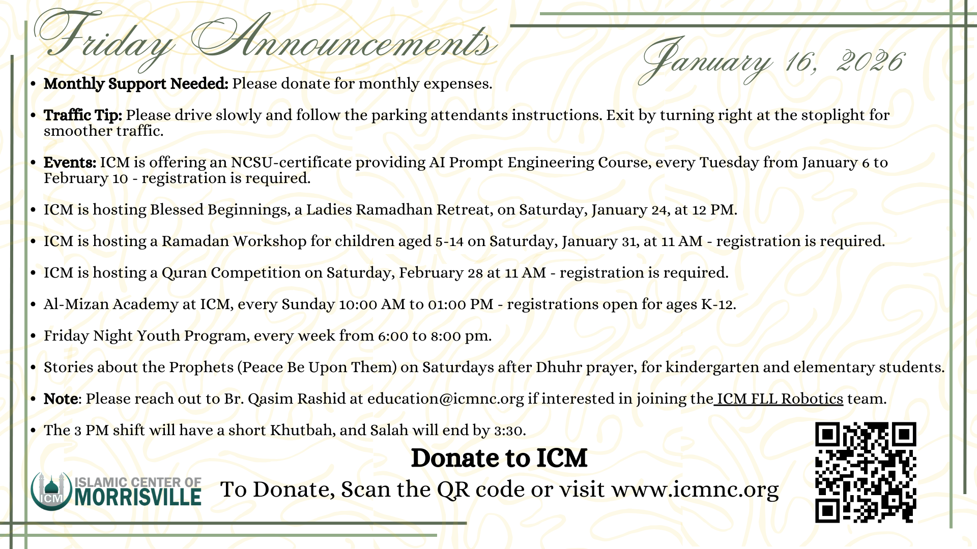 Friday Announcements