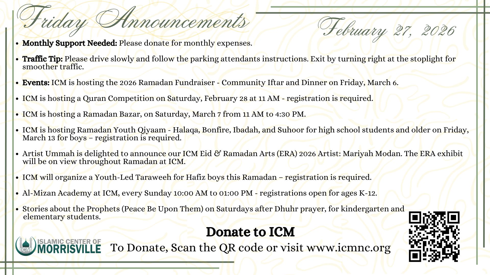 Friday Announcements