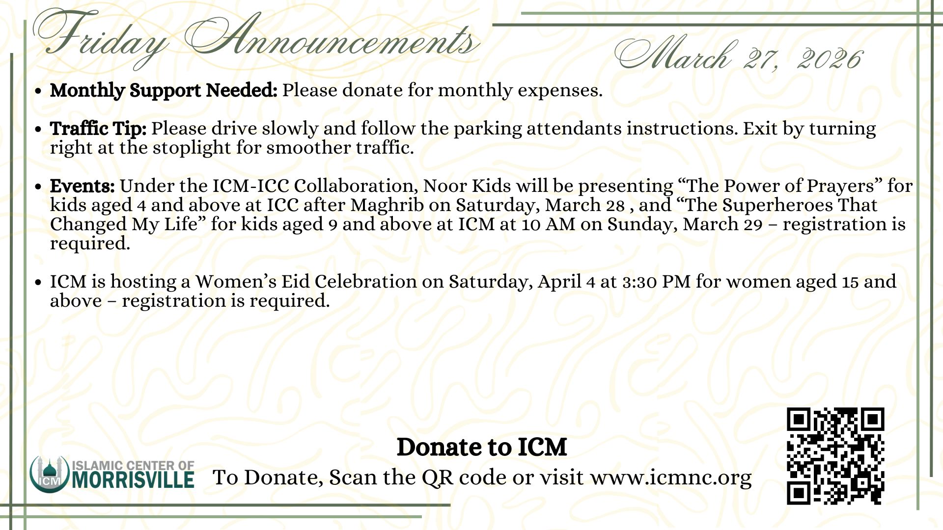 Friday Announcements