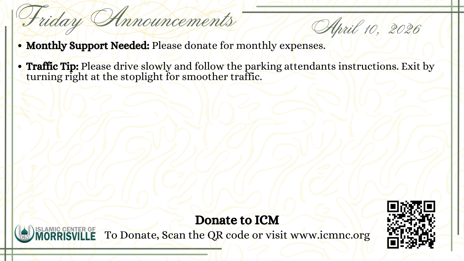 Friday Announcements