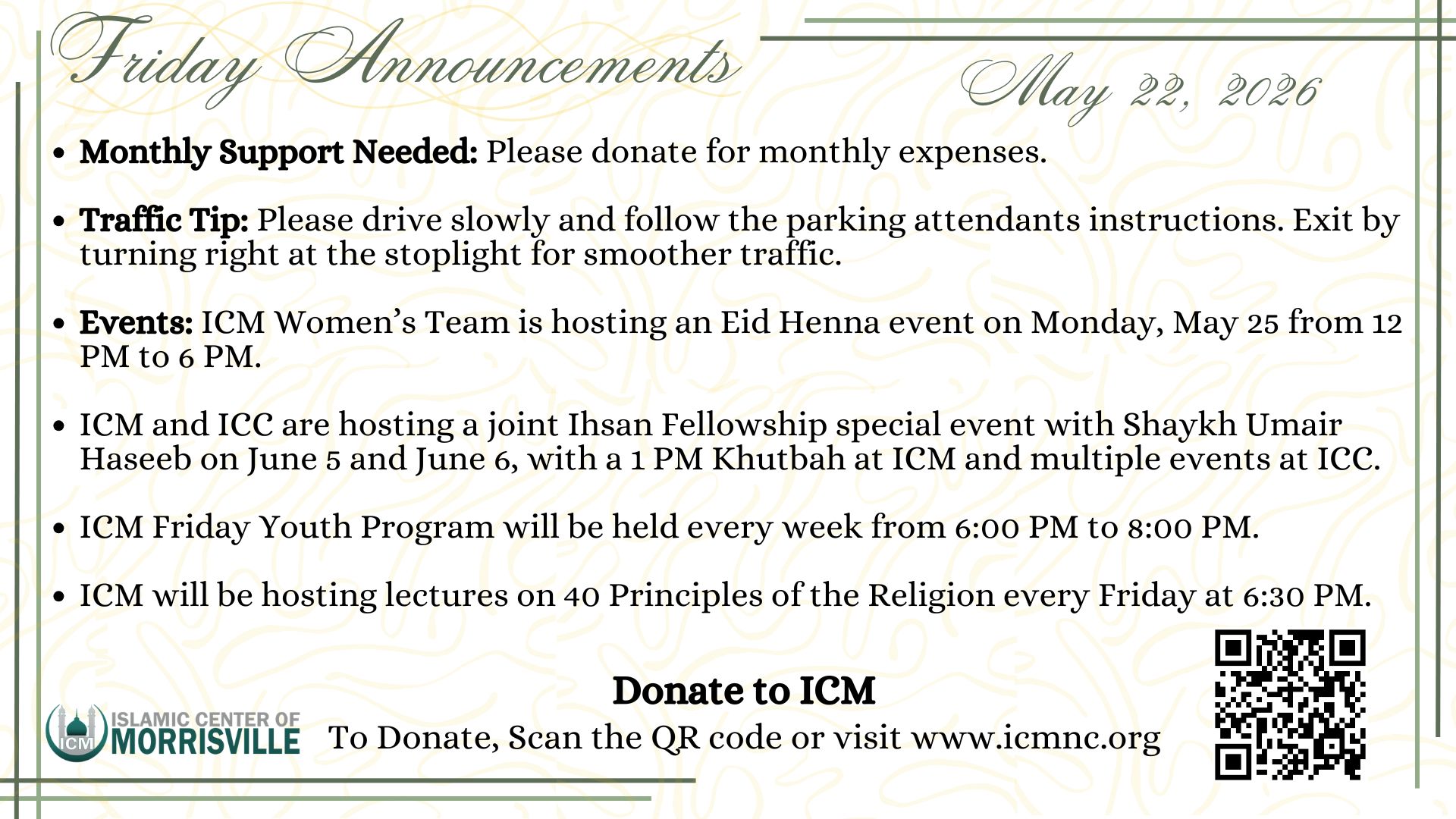 Friday Announcements