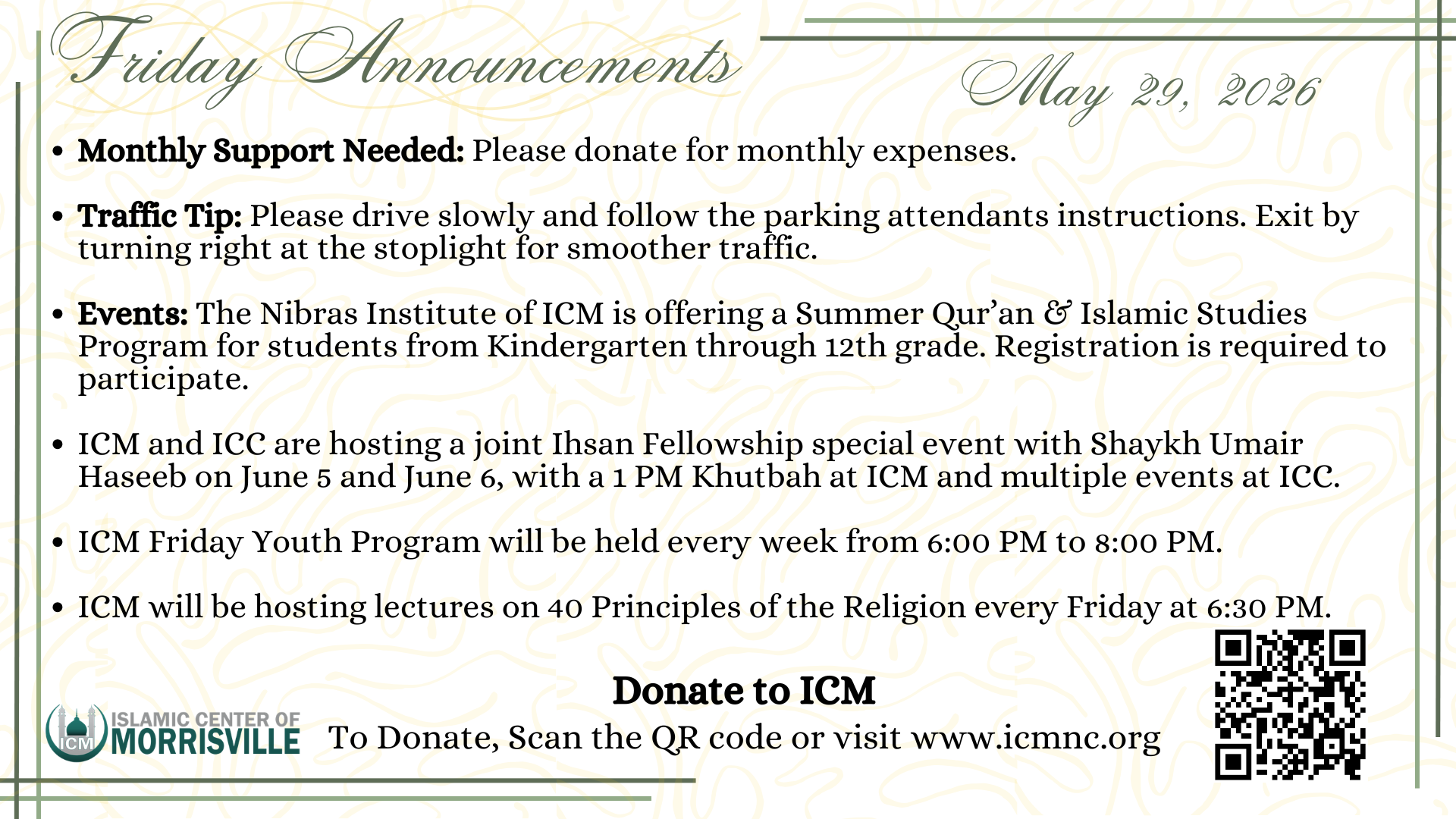 Friday Announcements