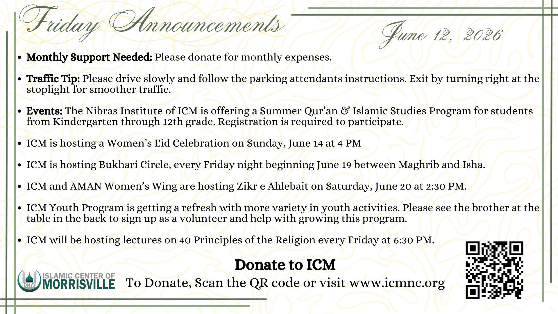 Friday Announcements