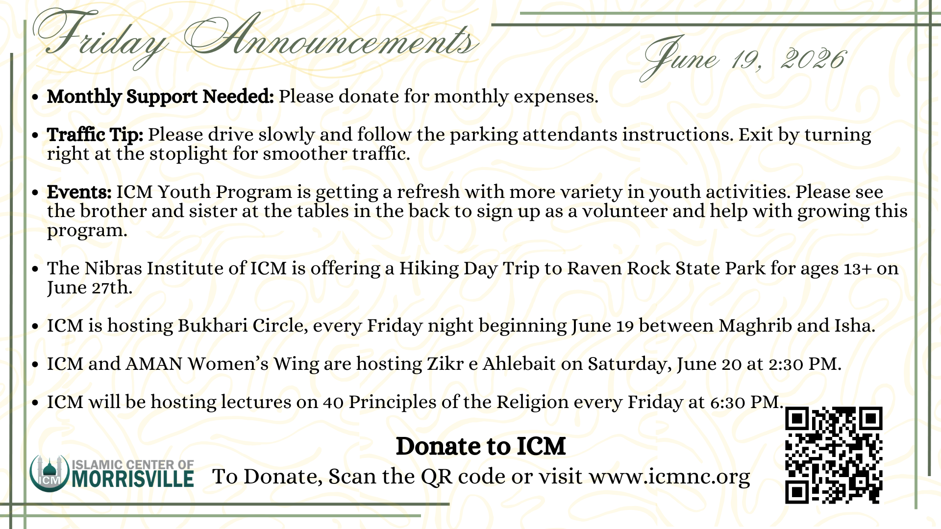 Friday Announcements
