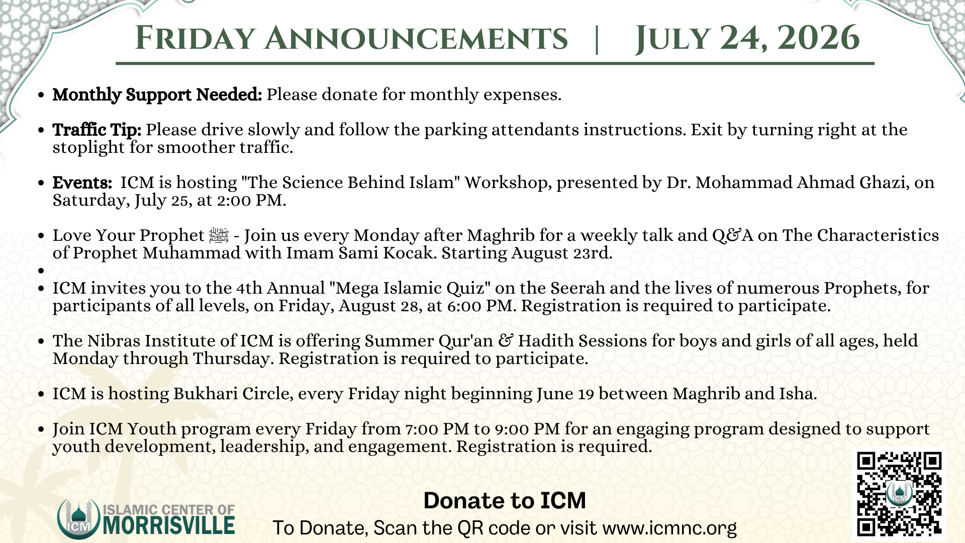 Friday Announcements