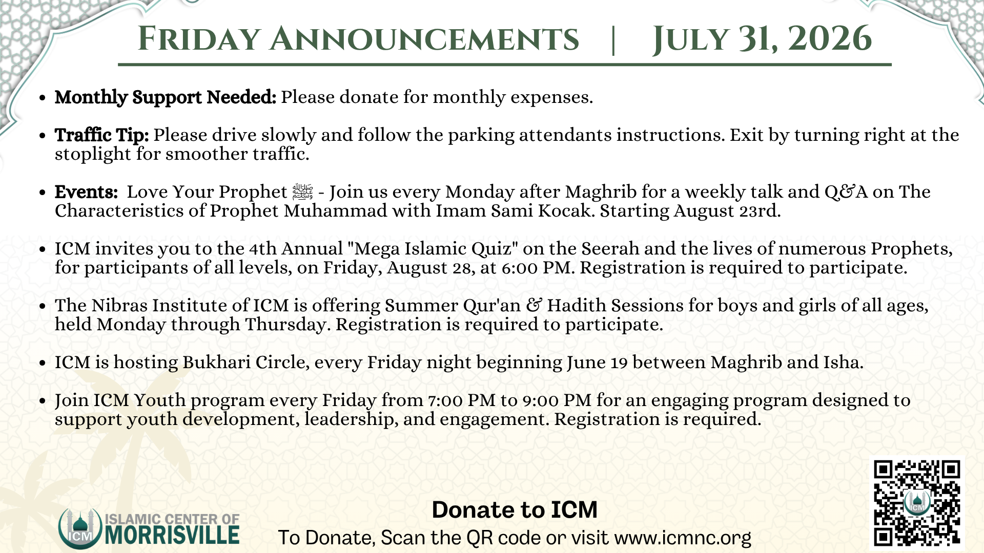 Friday Announcements