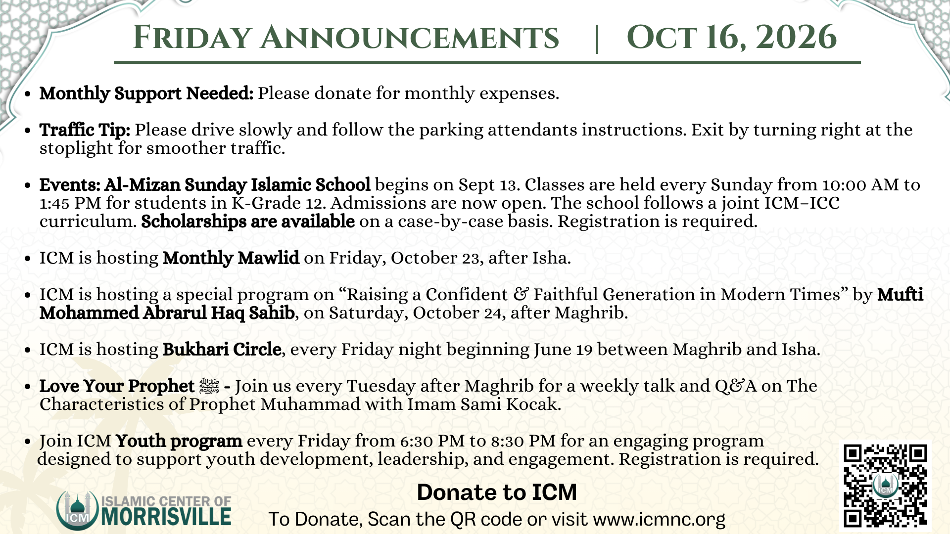 Friday Announcements